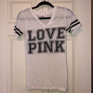PINK V-Neck Varsity Top